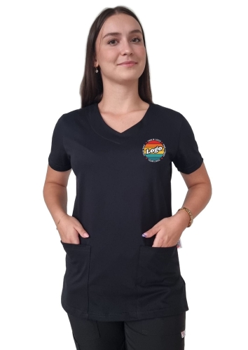 Bluza medyczna czarna elastyczna bawełna z Twoim nadrukiem - kreator online damska.jpg