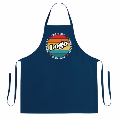 Fartuszek kuchenny ciemny niebieski z twoim własnym nadrukiem logo kreator online.jpg