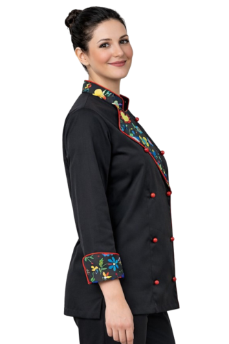 Czarna bluza kucharska damska z długim rękawem