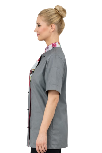 Szara bluza kucharska damska z krótkim rękawem