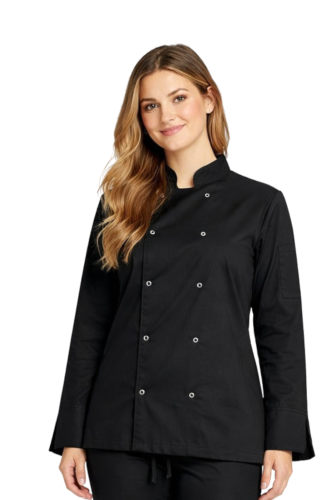 Czarna bluza damska kucharska ,elastyczna zapinana na napy