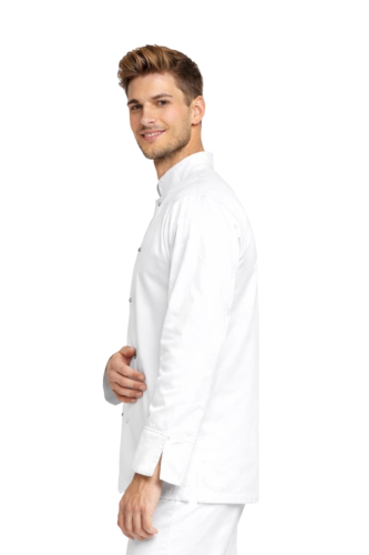 Elastyczna bluza kucharska biała z długim rękawem na napy