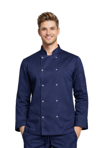 Bluza kucharska granatowa z długim rękawem na napy