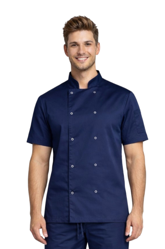 granatowa bluza kucharska na napy krótki rękaw