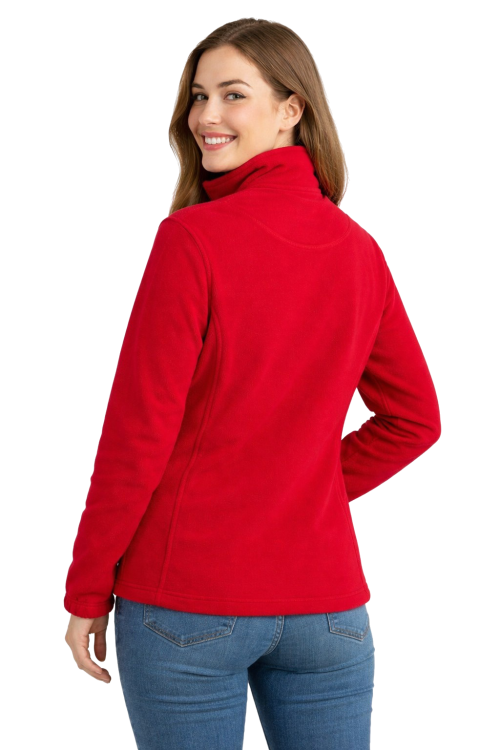 Bluza polarowa damska polar zapinany na zamek czerwony widok z tyłu.png