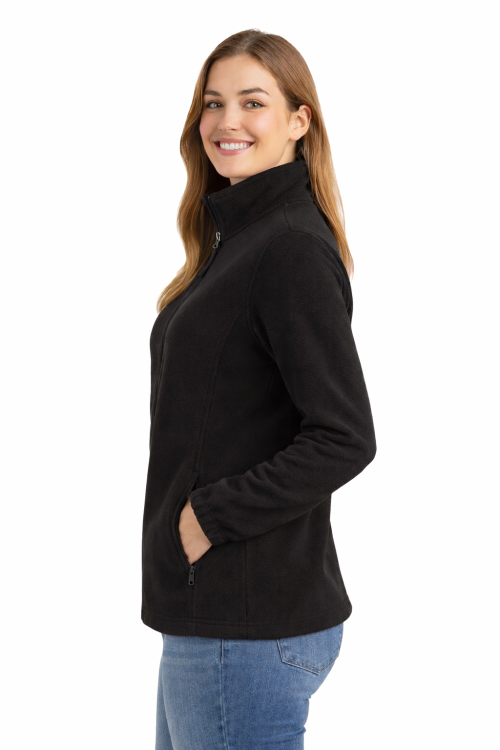 Bluza polarowa damska polar zapinany na zamek czarny widok z boku.png