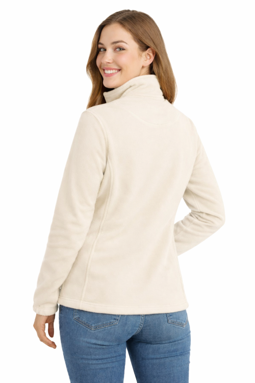 Bluza polarowa damska polar zapinany na zamek piaskowy widok z tyłu.png