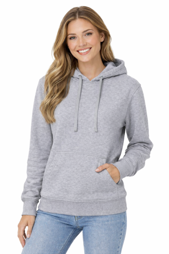 Bluza damska z kapturem kieszeniami jasna szara.png