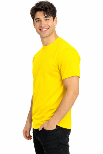 T-shirt męski z krótkim rękawem gramatura 190g żółty widok z boku.png