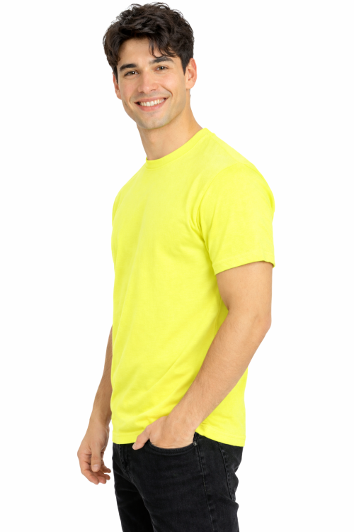 T-shirt męski z krótkim rękawem gramatura 190g cytrynowy widok z boku.png