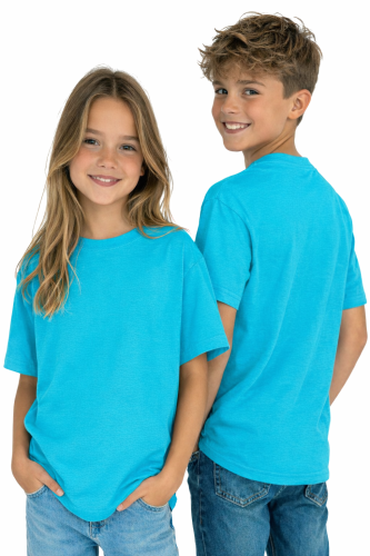 T-shirt dziecięcy dla chłopca i dziewczynki kolor turkusowy.png