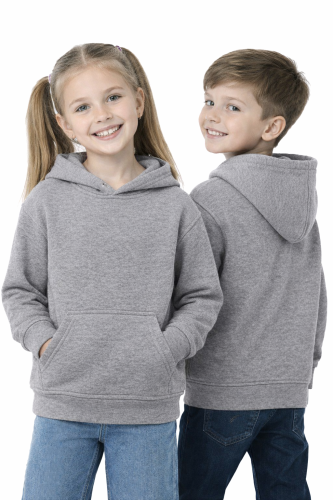 Bluza sportowa z kapturem i długim rękawem dziecięca dla chłopca i dziewczynki szara.png