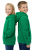 Bluza sportowa z kapturem i długim rękawem dziecięca dla chłopca i dziewczynki zielona widok z boku.png