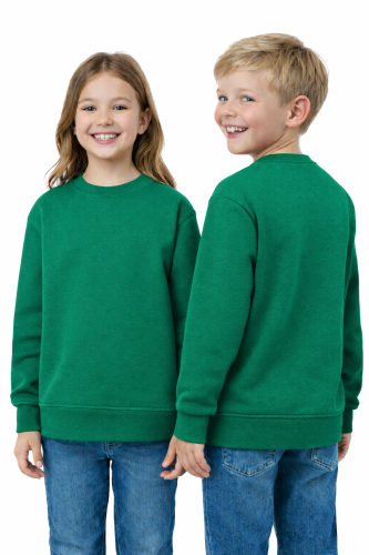 Bluza sportowa dziecięca wkładana przez głowę długi rękaw dla chłopca i dziewczynki zielona.png