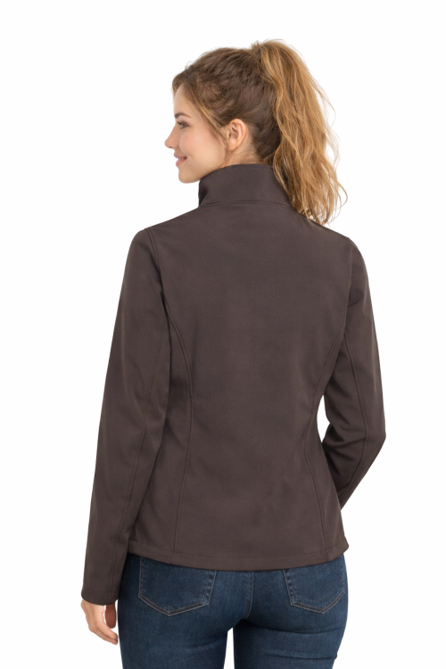 Kurtka damska softshell z kieszeniami zapinanan na zamek kolor szary widok z tyłu.png