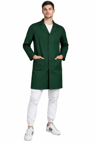 Fartuch laboratoryjny męski w kolorze zielonym na guziki