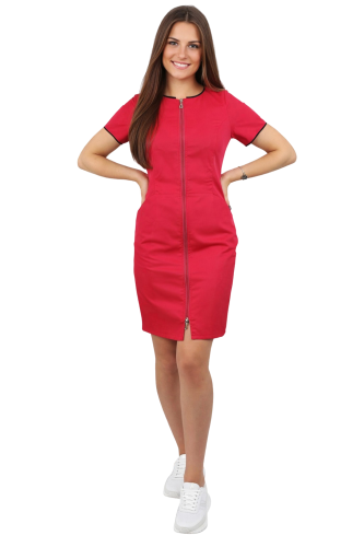 Sukienka medyczna kosmetyczna z krótkim rękawem kolor amarant.png