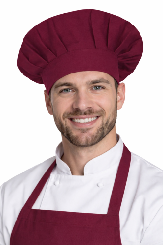 Czapka kucharska szefa kuchni unisex bordowa.png