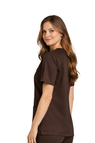 Damska bluza medyczna w kolorze czekoladowym