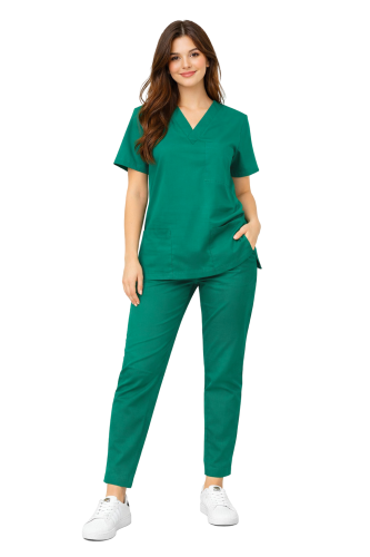 Komplet medyczny damski w kolorze zielonym