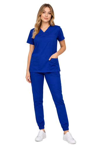 Komplet medyczny damski elastyczny FLEX w kolorze chabrowym