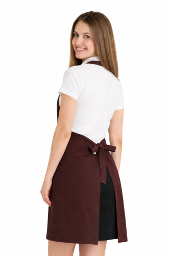 Fartuszek do kuchni dla gastronomii kolor śliwkowy widok z tyłu.png