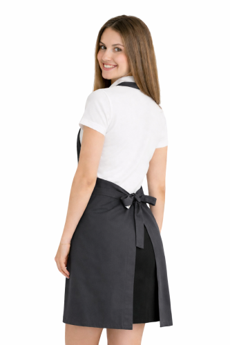 Fartuszek do kuchni dla gastronomii kolor szary widok z tyłu.png