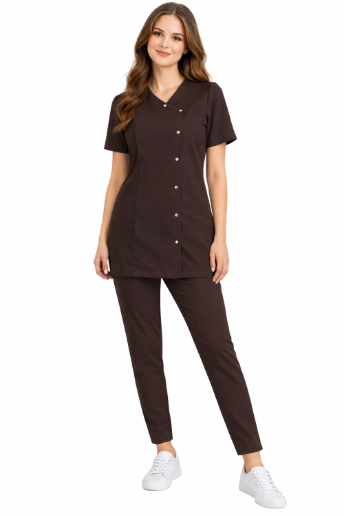 Komplet medyczny damski Basic Premium w kolorze czekoladowym