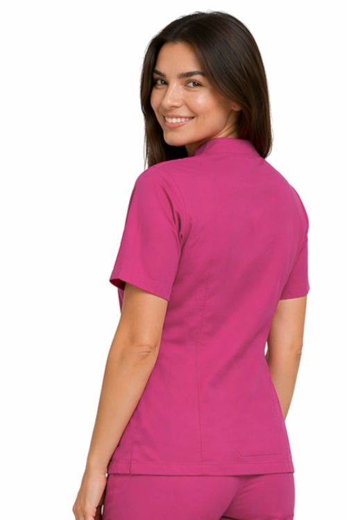 Żakiet damski kosmetyczny na suwak różowy