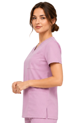 Casual Premium damska bluza medyczna pudrowy róż _bok.png