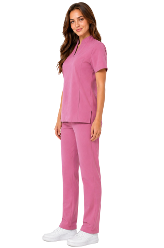 Damski uniform  medyczna ze stójką  CASUAL PREMIUM w kolorze brudny róż_bok.png