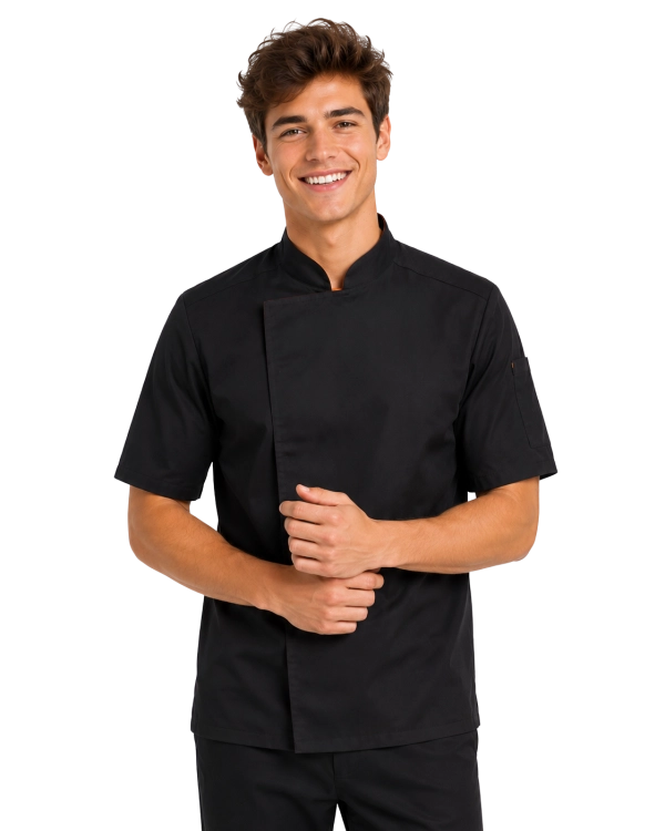 Bluza kucharska męska krótki rekaw kolor czarny.png