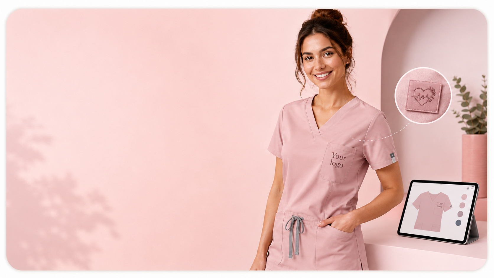 Print DTF personalizat pe îmbrăcămintea medicală, creat în designerul online